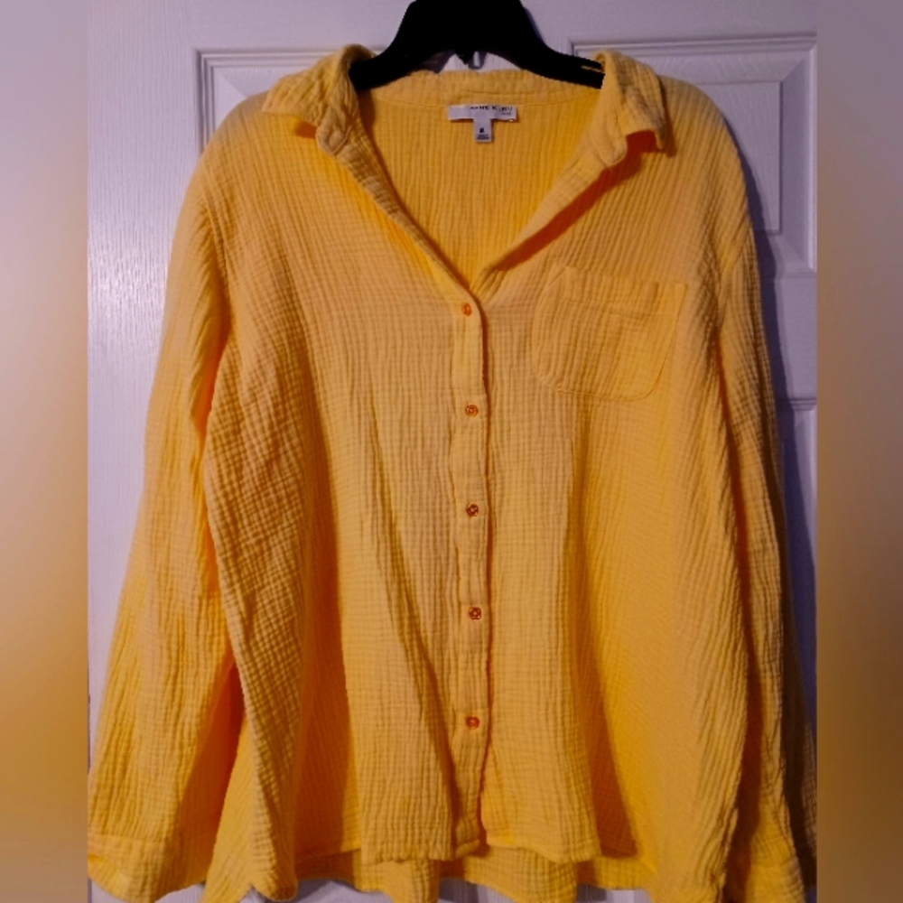 Anne Klein yellow button-up top  size XL